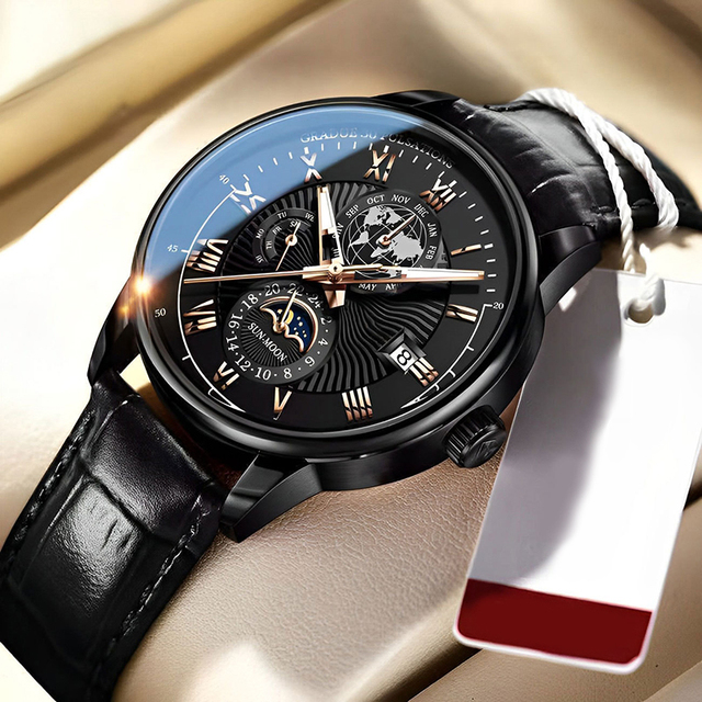 Custom Logo Business 40mm Alloy Fashion Japan Movt OEM ODM Private Label Luxury Leather Strap Quartz Watches Made in PRC Men
