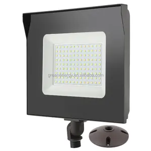 DOB led Flood light 180 degree adjustable knuckle mount or round plate 30w to 100w dusk to dawn sensor IC floodlight ETL list