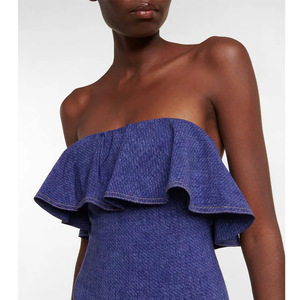 Nouveau maillot de bain une pièce en jean rétro pour femme 2024, motif uni avec haut court, style européen (<span class=keywords><strong>France</strong></span>), <span class=keywords><strong>vacances</strong></span>, plages - Product Image 6