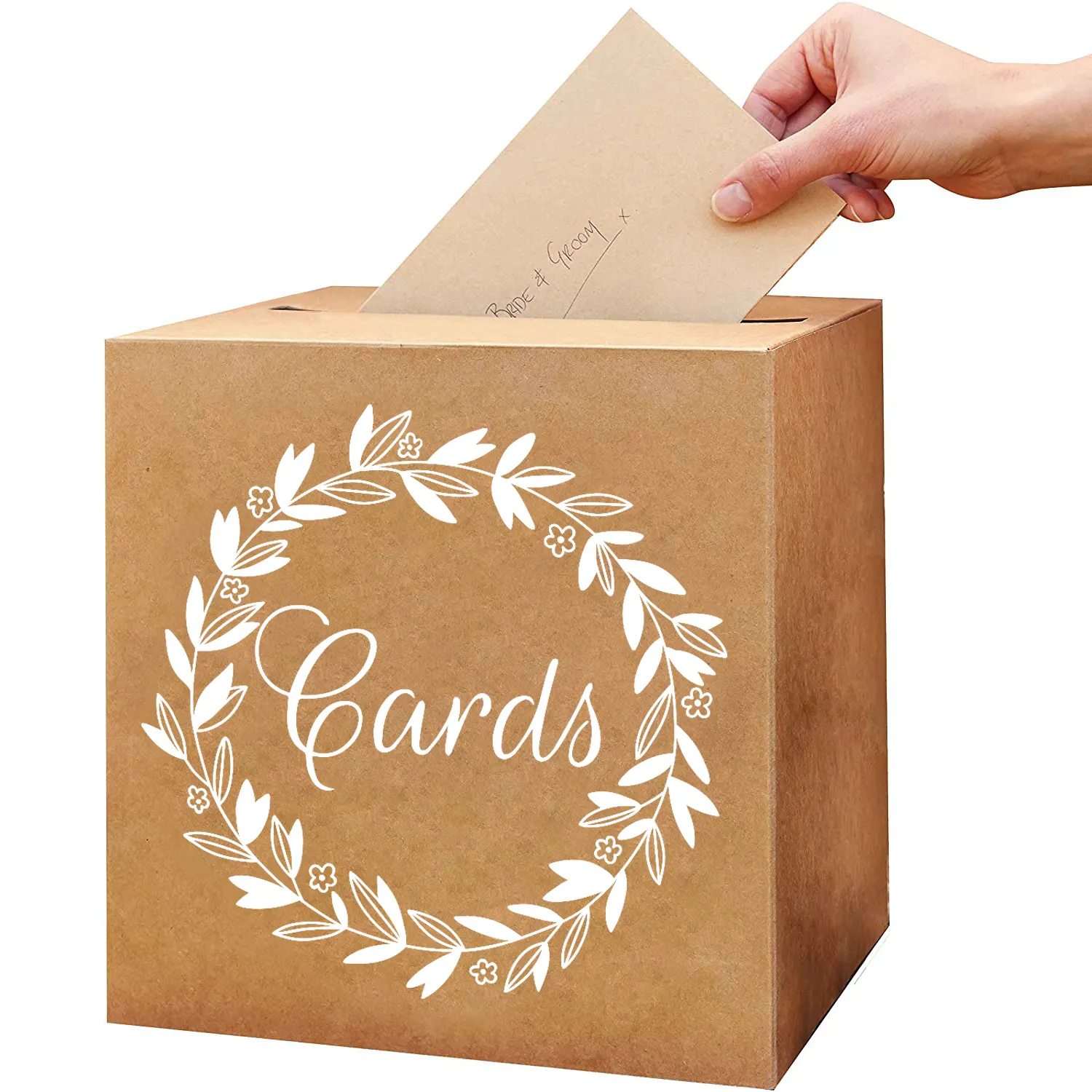 Boîte à cartes Kraft pour faveurs de mariage, boîte à papier Kraft pour décoration de fête de mariage