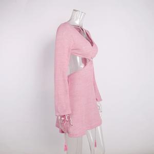 Guangzhou Auyan femmes col en v Wrap Word Sexy évider taille à manches longues plage Sexy robe moulante - Product Image 2