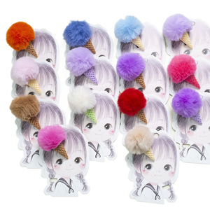 Pince à cheveux alligator personnalisée en fausse fourrure pompon style crème glacée, boule de fourrure moelleuse, accessoire pour cheveux d'enfants, emballage cadeau pour vêtements - Product Image 5