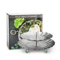 दो की सब्जी स्टीमर टोकरी स्टीमर टोकरी सेट खाना पकाने के लिए तत्काल पॉट स्टेनलेस स्टील तह स्टीमर के लिए सम्मिलित करता है