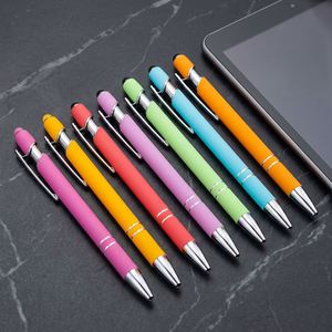 Stylo Rond Neutre à Bouton Poussoir en Métal Coloré avec Logo Personnalisé Créatif - Product Image 1
