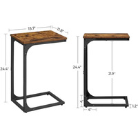 Table d'extrémité rustique en forme de C petite Table d'appoint pour canapé salon Table Console en bois