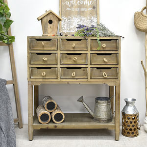 Muebles de Salón, Armarios y Estantes de Almacenamiento para Apartamentos de Estilo Rústico, Panel de Madera de Pino Reciclada, 9 Cajones - Product Image 2