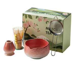 Juego de Tazas de Matcha Chinas Ecológicas Clásicas de Cerámica, Marca Geling, con Caja de Regalo - Product Image 1