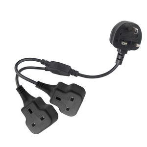 Bande d'alimentation noire industrielle BS 13A 3250W mâle à femelle prise Y séparateur adaptateur câble d'extension - Product Image 1