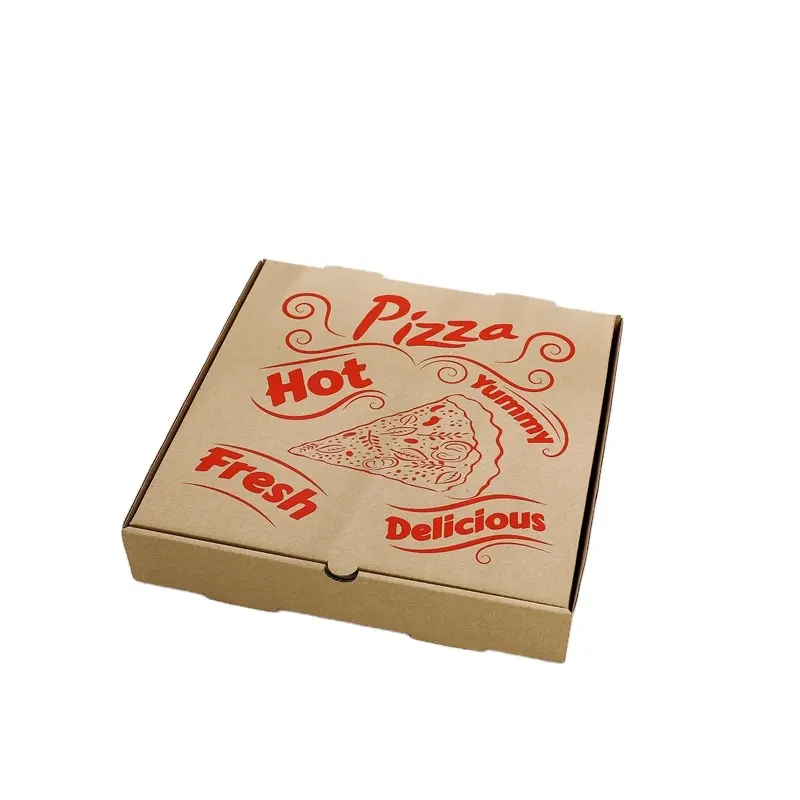 Boîte à pizza en papier ondulé imprimé personnalisé, profondeur hexagonale, b-cannelure, 7-16 pouces, boîte à pizza en triangle