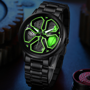 Montre-bracelet robuste pour homme, style mécanique, cadran disque de frein, boîtier noir, mouvement à quartz, montre de sport - Product Image 4