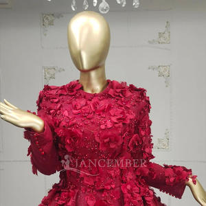 Jancember ANY20 lujo musulmán rojo brillo apliques flor vestidos de noche vestido - Product Image 6