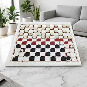 专业级 100 块国际西洋跳棋套装 40 件套 耐用大号树脂棋子 防水棋盘 便携式环保 - Product Image 1