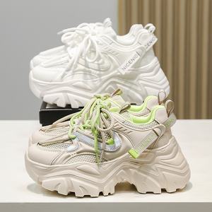 Nouvelles baskets compensées pour <span class=keywords><strong>femme</strong></span>, durables, antidérapantes, respirantes, légères, à lacets avant, avec empeigne en maille, rehaussantes - Product Image 1