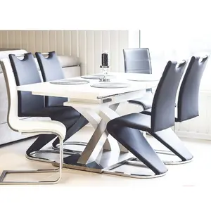 Luxe Rvs Vierkante Eettafel Set Meubels Geïmporteerde Moderne Dine Kamer Chaires Extendtable Eettafels