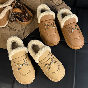 Mocasines de Algodón Extra Grueso con Forro Polar para Mujer, Antideslizantes, para Otoño 2025, para Mujeres Embarazadas, Cálidos, para Oficina, de Gamuza - Product Image 2