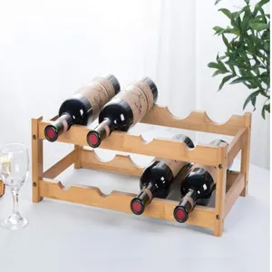 Stackable Modular Wine Rack Storage Stand Wooden Wine Holder Display Shelves Wobble-Free Wood Rack Wine With Storage