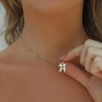 Collier Pendentif Tendance en Argent Sterling 925 Plaqué Or 18 carats pour Couple, Forme Baiser, Bijou Unisexe pour Fille et Garçon - Vente Chaude