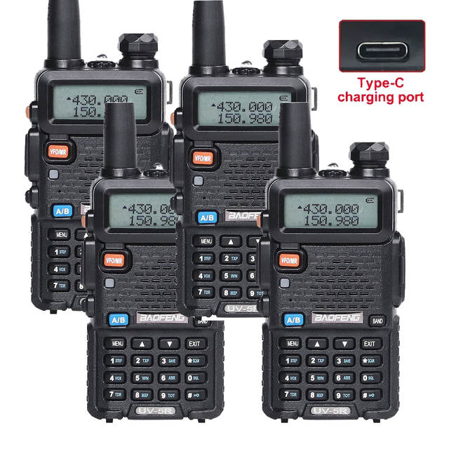 Baofeng UHF VHF 5 UV-5R Dual Band Ham Two Way Radio Uv5r Talkie Walkie 8watt UV 5R Handheld Walkie Talkie 4 Packs