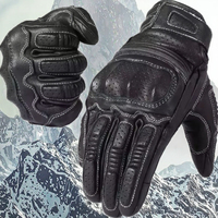 Gants de moto unisexes vintage en cuir de chèvre, à doigts entiers, antidérapants, compatibles écran tactile, avec fermeture à boucle, pour le sport, la gym, les activités de plein air, la plage et le ski