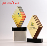 Trophée en verre personnalisé Jadevertu, durable, poli, impression numérique, cadeau souvenir économique, reconnaissance académique