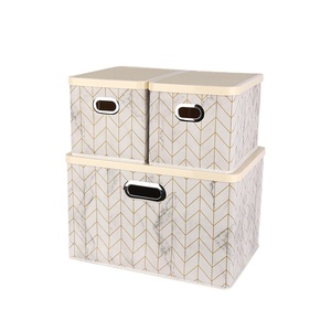 Stackable Lưu Trữ Hộp Với Nắp Nhựa Lưu Trữ Thùng Với Kim Loại Xử Lý Trang Trí Vải Giỏ Cho Kệ Nhà Tổ Chức - Product Image 1