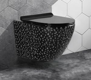 Inodoro de Cerámica Suspendido en la Pared, Sanitarios, Inodoros de Baño, Inodoro Suspendido Negro - Product Image 2