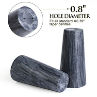 Ensemble de 2 porte-bougies en marbre noir, pierre naturelle, décoratifs, pour mariage, dîner, centre de table