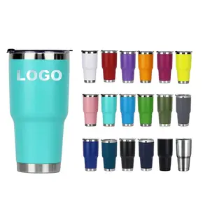 Custom Logo 30oz Tumblers Stainless Steel Vacuum Insulated Double Wall Tumbler With Straw And Lid