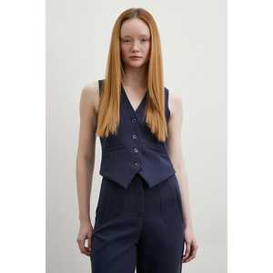 Chaleco con Copas Forradas para Mujer, Azul Marino, con Cinturón - Product Image 4