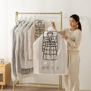 Sacs de rangement en plastique transparents directs d'usine pour vêtements <span class=keywords><strong>housse</strong></span> anti-poussière pliable pour ensemble de vêtements suspendus à linge - Product Image 3