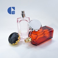 Flacon de parfum en verre rectangulaire à facettes semi-transparentes de luxe, 100 ml, avec bouchon, logo personnalisé, vente en gros