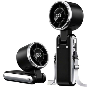 <b>Mini</b> Handheld Hd Digital Display 180 Adjustable Angle Foldable Rechargeable Battery Plastic Cooling <b>Fan</b> for Household Car - Product Image 1