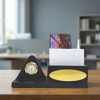 Organisateur de bureau en bois personnalisé, porte-stylos triangulaire, support pour cartes, porte-papiers, cadeau de bureau