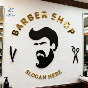 Enseigne commerciale d'intérieur, décoration de hall d'accueil d'entreprise, bureau, logo mural en acrylique doré, lettre en acrylique 3D pour salon de coiffure - Product Image 3