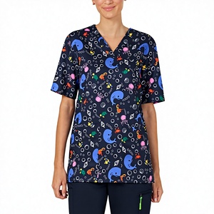Direct Factory Customize OEM Logo Unisex <b>Tunic</b> Scrub Top Multi Colors Spa Clothing <b>Salon</b> Beautician Uniform 100% Cotton Workwear - Product Image 3