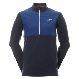 Parches bordados con logotipo personalizado, ropa deportiva informal holgada de secado rápido, jersey con cremallera de cuarto de pie para hombre, sudadera de golf de retazos - Product Image 2