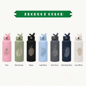 Stainless Steel Insulated <b>Straw</b> Bottle with Custom Artistic Lettering Leakproof Lid for Office and Gym - Product Image 6