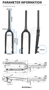 <span class=keywords><strong>Fourche</strong></span> <span class=keywords><strong>rigide</strong></span> en fibre de carbone pour <span class=keywords><strong>VTT</strong></span> enfant 20-<span class=keywords><strong>24</strong></span> <span class=keywords><strong>pouces</strong></span>, frein à disque, rotor 100x15mm 160mm, pneu 2.4-2.75 - Product Image 5