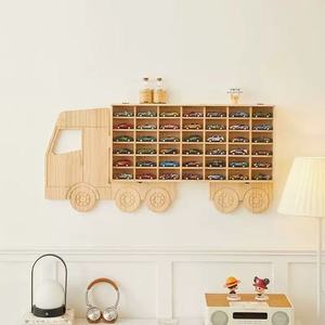 Estante de Almacenamiento de Juguetes Compatible con Camiones <span class=keywords><strong>Hot</strong></span> <span class=keywords><strong>Wheels</strong></span> con 80 Ranuras <span class=keywords><strong>Caja</strong></span> de Almacenamiento de Madera Resistente Diseño Moderno para Niños - Product Image 3
