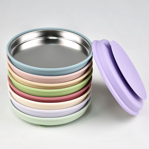 Non Slip 304 Stainless Steel Baby Plate with Removable Silicone Sleeve Dishwasher Safe Food Grade Suction - Product Image 4