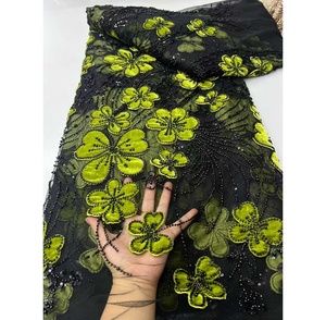 Nuovo Pizzo Francese di Lusso TopLace per Matrimoni, Ricamato con Motivi Floreali, Ecologico con Paillettes, in Poliestere, per Feste, Stile <span class=keywords><strong>Africano</strong></span>, 5 Iarde - Product Image 1