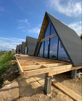 Maisons triangulaires, kits de maisons à bas prix, maisons modulaires en acier, structure moderne rurale, appartement, cour, camping-car, hôtel, maison
