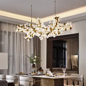 Lustre en verre d'art en forme de raisin en métal doré, plafonnier Led moderne pour Villa, hôtel, décoration de la maison