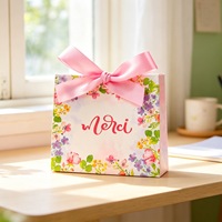 Boîte cadeau en papier florale avec ruban, petite boîte à dragées pour mariage ou fête, 11,5x4,5x10cm