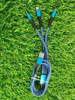 Cable de Carga Rápida USB 3 en 1 de 66W 3A, Personalizado de Fábrica, USB 2.0, Trenzado de Nailon, 1m, para Computadora, Teléfonos Móviles Android e iOS