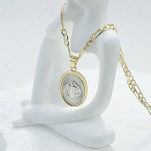 Colgante de doble cara de San Benito, amuleto religioso de moda, chapado en cobre, medalla de oro auténtico de 14K, collar con colgante de moneda. - Product Image 4