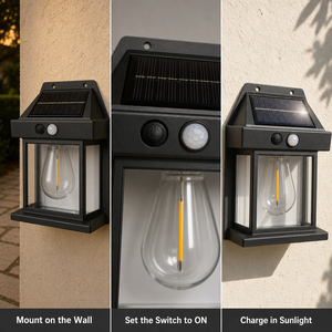 Lampe murale solaire extérieure à capteur, éclairage LED étanche pour cour, balcon et jardin, lumière d'ambiance - Product Image 4