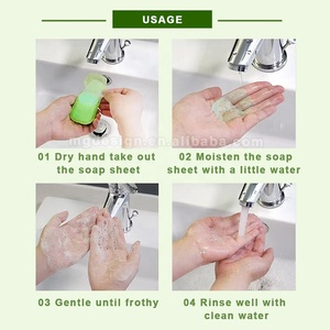 <span class=keywords><strong>Savon</strong></span> en papier soluble dans l'eau, parfumé aux extraits de plantes, jetable, portable, 50 feuilles, étiquette personnalisée - Product Image 6