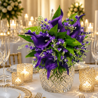 Seiden-Calla-Lilien-Bouquet in Weiß, Lila und Elfenbein für Hochzeiten, Brautstrauß, Tischdekoration, Künstlicher Hochzeitsstrauß