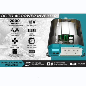 <span class=keywords><strong>Convertisseur</strong></span> de courant <span class=keywords><strong>pour</strong></span> voiture de haute qualité <span class=keywords><strong>12V</strong></span> <span class=keywords><strong>230V</strong></span> 2000W 4000W DC vers AC monophasé avec écran LCD, onde sinusoïdale modifiée, <span class=keywords><strong>pour</strong></span> usage domestique et automobile - Product Image 3